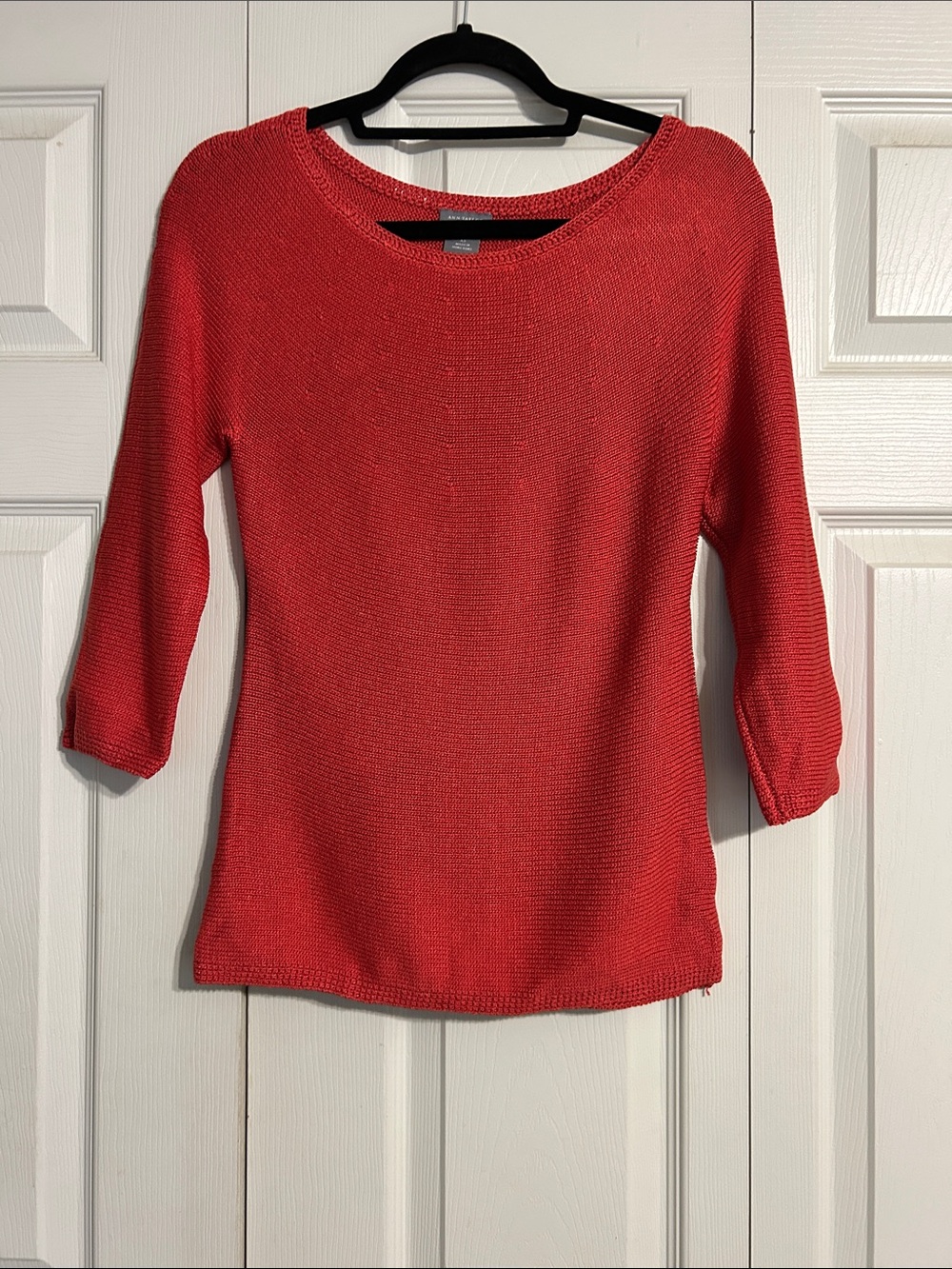 Ann Taylor X-Small Scoop-Neck Lightweight Red Coral Knit Sweater Tunic